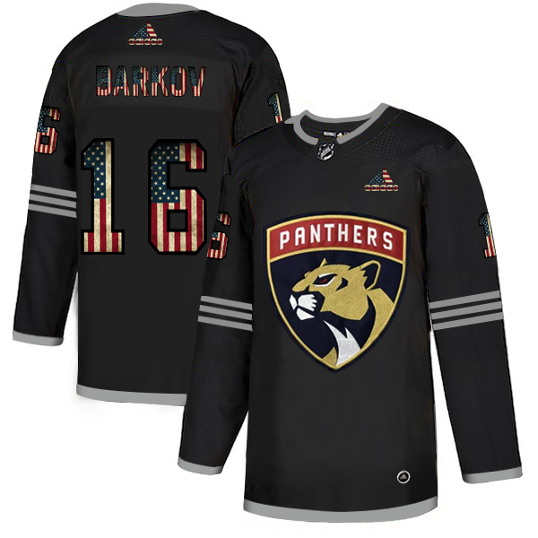 Cheap Florida Panthers 16 Aleksander Barkov Adidas Men Black USA Flag Limited NHL Jersey